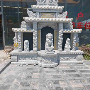 山南芝麻白中国黑石材套墓 花岗岩墓碑